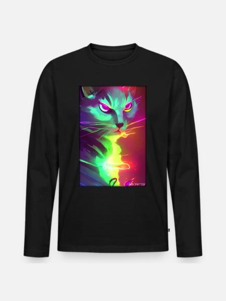 Space Cyber Cat Future Pet Cat Love - Premium økologisk langærmet T-shirt til mænd - sort