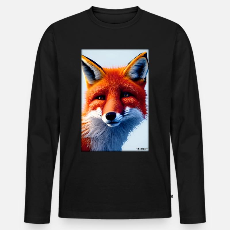 Fuchs Tierwelt Waldtier Tiere Wildnis - Männer Premium Bio Langarmshirt - Schwarz