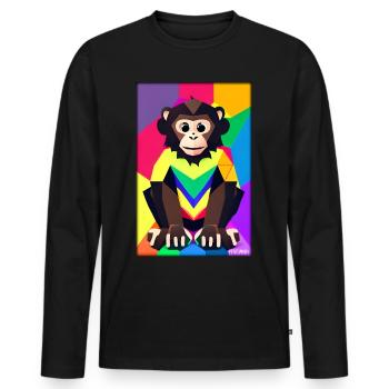 Affe Polygon Tiere Wildnis Zoo Afrika Safari - Männer Premium Bio Langarmshirt - Schwarz - Vorne - Nico (187cm)