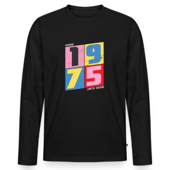 1975 vintage - Men's Premium Organic Long Sleeve Shirt - black - Front - Nico (187cm)