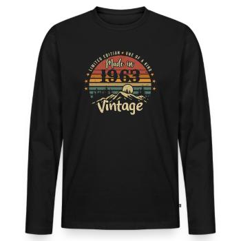 1963 Anniversaire Né En 1963 Édition Limitée - T-shirt manches longues Premium bio Homme - noir - Devant - Nico (187cm)