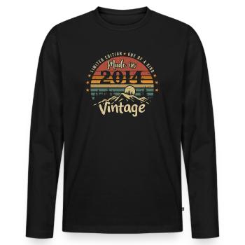 2014 Jubiläum geboren 2014 Limitierte Auflage - Männer Premium Bio Langarmshirt - Schwarz - Vorne - Nico (187cm)