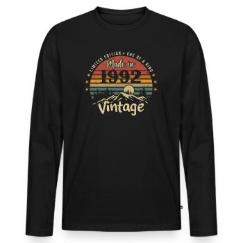 1992 Anniversary Born in 1992 Limited Edition - Men's Premium Organic Long Sleeve Shirt - black - Front - Nico (187cm)