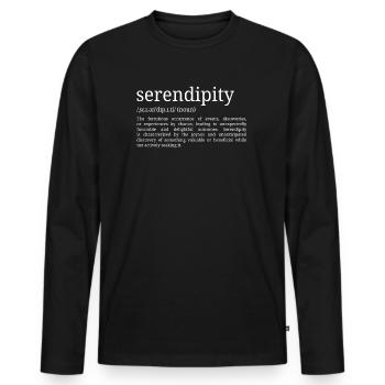 Sérendipité - Définition du dictionnaire - T-shirt manches longues Premium bio Homme - noir - Devant - Nico (187cm)