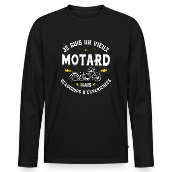 I'm an old biker but a lot of experience - Men's Premium Organic Long Sleeve Shirt - black - Front - Nico (187cm)