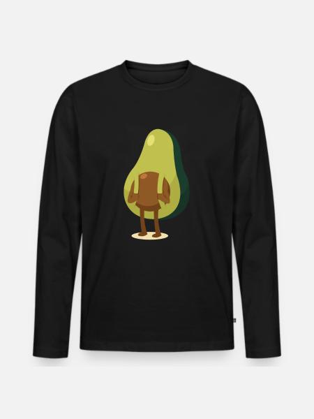 Avocado with backpack - Men's Premium Organic Long Sleeve Shirt - black