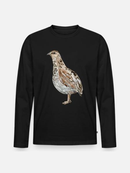 Wachtel - Männer Premium Bio Langarmshirt - Schwarz