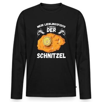 Angeln und Schnitzel Spruch - Männer Premium Bio Langarmshirt - Schwarz - Vorne - Nico (187cm)