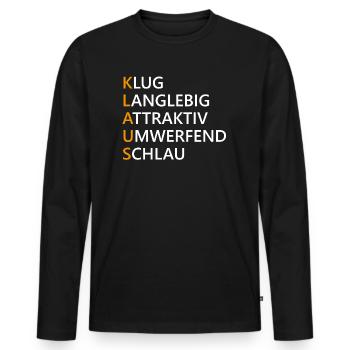 Klaus Name Geschenk - Männer Premium Bio Langarmshirt - Schwarz - Vorne - Nico (187cm)