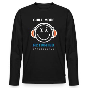 SmileyWorld Chill Mode Activated - T-shirt manches longues Premium bio Homme - noir - Devant - Nico (187cm)
