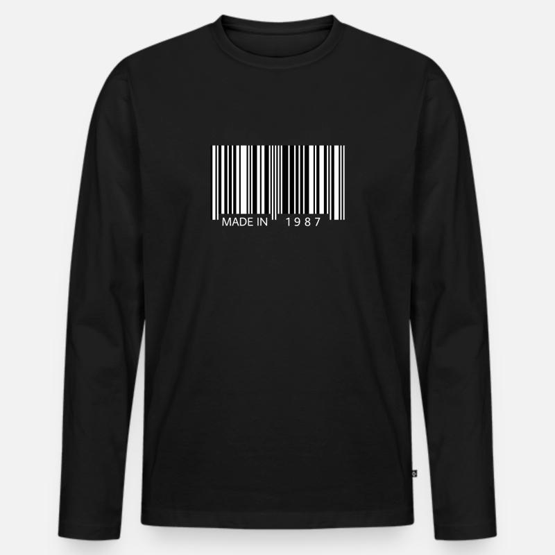 Made in 1987 Barcode Geschenk - Männer Premium Bio Langarmshirt - Schwarz