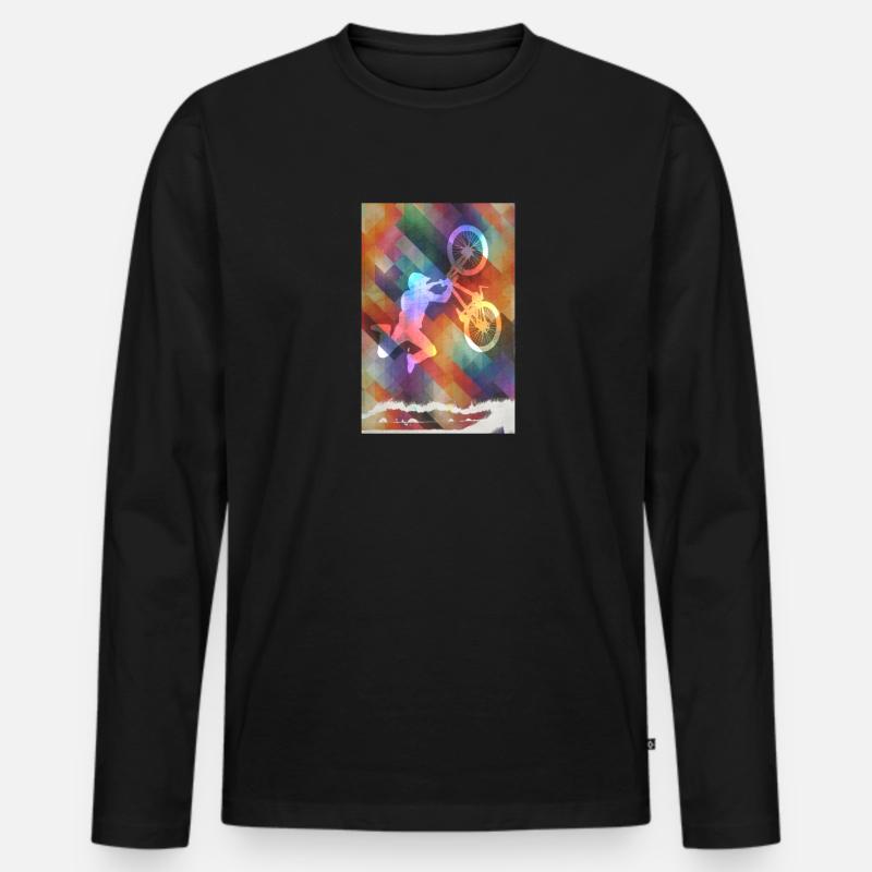 Buntes BMX Motiv - Männer Premium Bio Langarmshirt - Schwarz