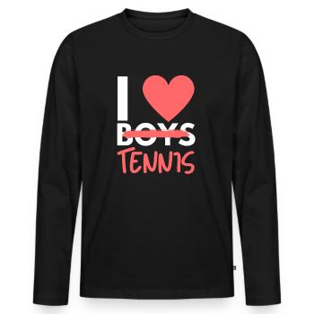 Tennis Player Tennis Game Tennis Women Outfit - Men's Premium Organic Long Sleeve Shirt - black - Front - Nico (187cm)