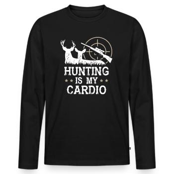 La chasse est mon cardio - T-shirt manches longues Premium bio Homme - noir - Devant - Nico (187cm)