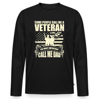 Some people call me veteran - T-shirt manches longues Premium bio Homme - noir - Devant - Nico (187cm)