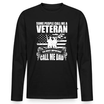 Some people call me veteran - T-shirt manches longues Premium bio Homme - noir - Devant - Nico (187cm)