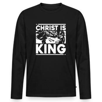 Le Christ est Roi - T-shirt manches longues Premium bio Homme - noir - Devant - Nico (187cm)