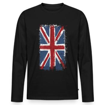 Britishe Flagge Vintage usedlook - T-shirt manches longues Premium bio Homme - noir - Devant - Nico (187cm)