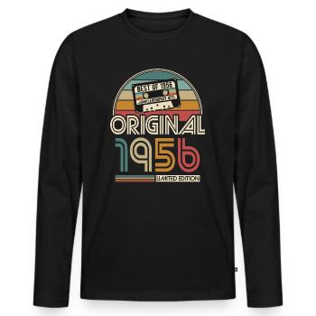 Born in 1956 Vintage Birthday Retro - Men's Premium Organic Long Sleeve Shirt - black - Front - Nico (187cm)