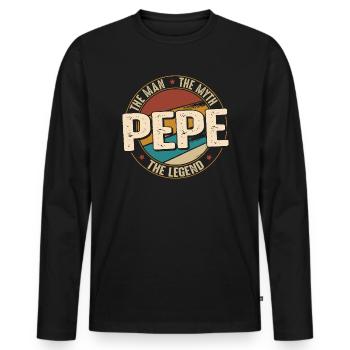 Fathers Day Pepe the Man the Myth the Legend - T-shirt manches longues Premium bio Homme - noir - Devant - Nico (187cm)
