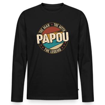 Fathers Day Papou the Man the Myth the Legend - T-shirt manches longues Premium bio Homme - noir - Devant - Nico (187cm)