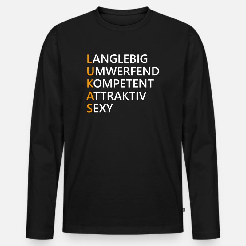 Lukas Name Geschenk - Männer Premium Bio Langarmshirt - Schwarz