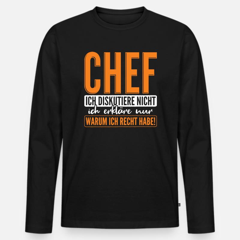 Chef Spruch - Männer Premium Bio Langarmshirt - Schwarz