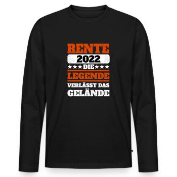Rente 2022 Die Legende verlässt das Gelände - Männer Premium Bio Langarmshirt - Schwarz - Vorne - Nico (187cm)