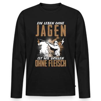 Leben Ohne Jagen Grillen Ohne Fleisch Jäger - Männer Premium Bio Langarmshirt - Schwarz - Vorne - Nico (187cm)