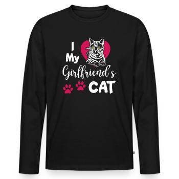 J’aime le chat de mes copines - T-shirt manches longues Premium bio Homme - noir - Devant - Nico (187cm)