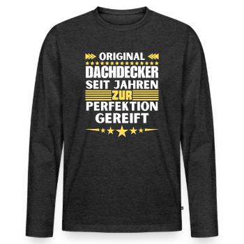 Roofers matured to perfection - Men's Premium Organic Long Sleeve Shirt - heather anthracite - Front - Nico (187cm)