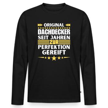 Roofers matured to perfection - Men's Premium Organic Long Sleeve Shirt - black - Front - Nico (187cm)