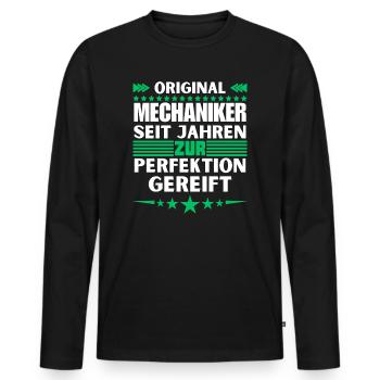 Mechanics matured to perfection - Men's Premium Organic Long Sleeve Shirt - black - Front - Nico (187cm)