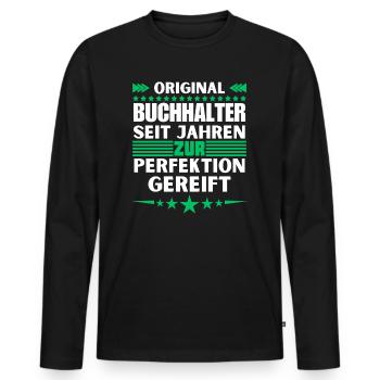 Comptable mûri à la perfection - T-shirt manches longues Premium bio Homme - noir - Devant - Nico (187cm)