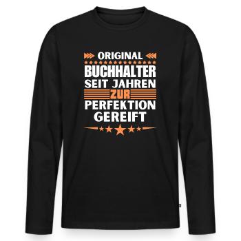 Comptable mûri à la perfection - T-shirt manches longues Premium bio Homme - noir - Devant - Nico (187cm)