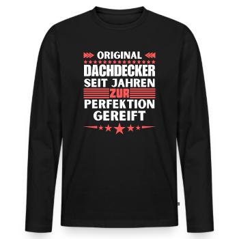 Zur Perfektion gereifter Dachdecker - Männer Premium Bio Langarmshirt - Schwarz - Vorne - Nico (187cm)