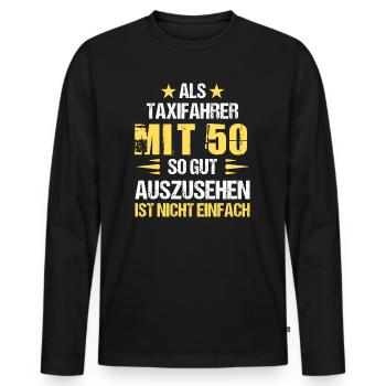 At 50, good-looking taxi driver - Men's Premium Organic Long Sleeve Shirt - black - Front - Nico (187cm)