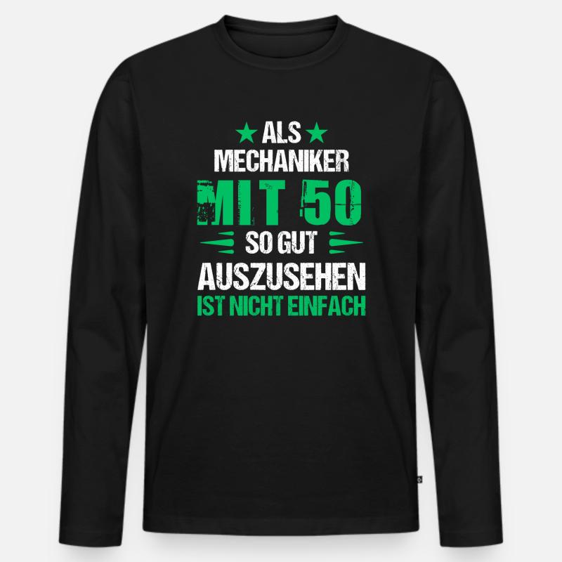 Mit 50 gut aussehender Mechaniker - Männer Premium Bio Langarmshirt - Schwarz