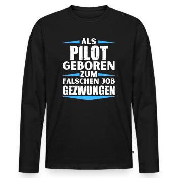Le pilote a atterri dans le mauvais emploi - T-shirt manches longues Premium bio Homme - noir - Devant - Nico (187cm)