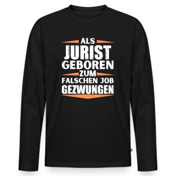 Jurist im falschen Job gelandet - Männer Premium Bio Langarmshirt - Schwarz - Vorne - Nico (187cm)