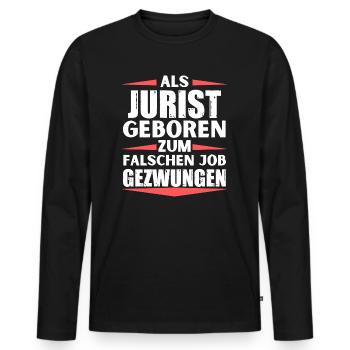 Jurist im falschen Job gelandet - Männer Premium Bio Langarmshirt - Schwarz - Vorne - Nico (187cm)
