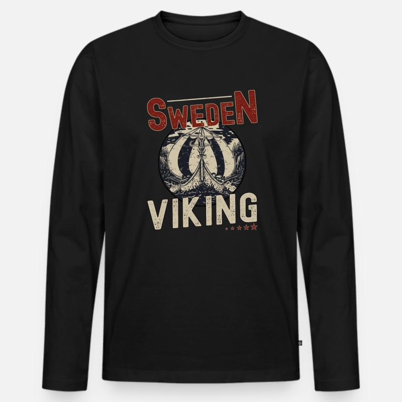 Schweden Wikinger - Männer Premium Bio Langarmshirt - Schwarz
