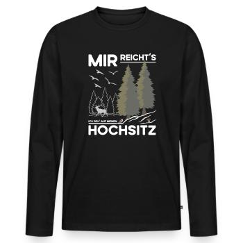 Hochsitz Jagd - Jäger Spruch - Männer Premium Bio Langarmshirt - Schwarz - Vorne - Nico (187cm)