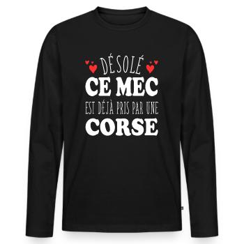 Mec Avec Corse Cadeau Couple Saint Valentin - T-shirt manches longues Premium bio Homme - noir - Devant - Nico (187cm)