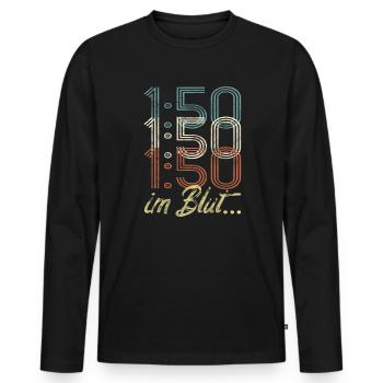 Zweitakter DDR 1:50 Gemisch - Männer Premium Bio Langarmshirt - Schwarz - Vorne - Nico (187cm)