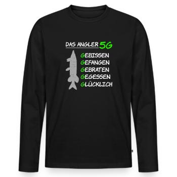 Angler 5G - Männer Premium Bio Langarmshirt - Schwarz - Vorne - Nico (187cm)