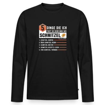 5 Dinge Die Ich Fast So Sehr Mag Wie Schnitzel - Männer Premium Bio Langarmshirt - Schwarz - Vorne - Nico (187cm)