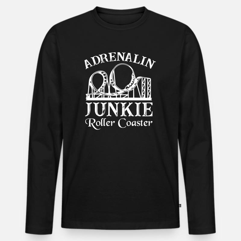 Adrenalin Junkie Roller Coaster - Männer Premium Bio Langarmshirt - Schwarz