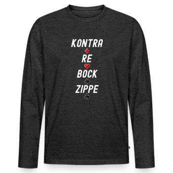 Skat Reizen - Kontra Re Bock Zippe - Männer Premium Bio Langarmshirt - Anthrazit meliert - Vorne - Nico (187cm)