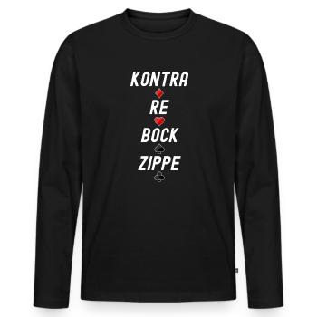 Skat Reizen - Kontra Re Bock Zippe - Männer Premium Bio Langarmshirt - Schwarz - Vorne - Nico (187cm)